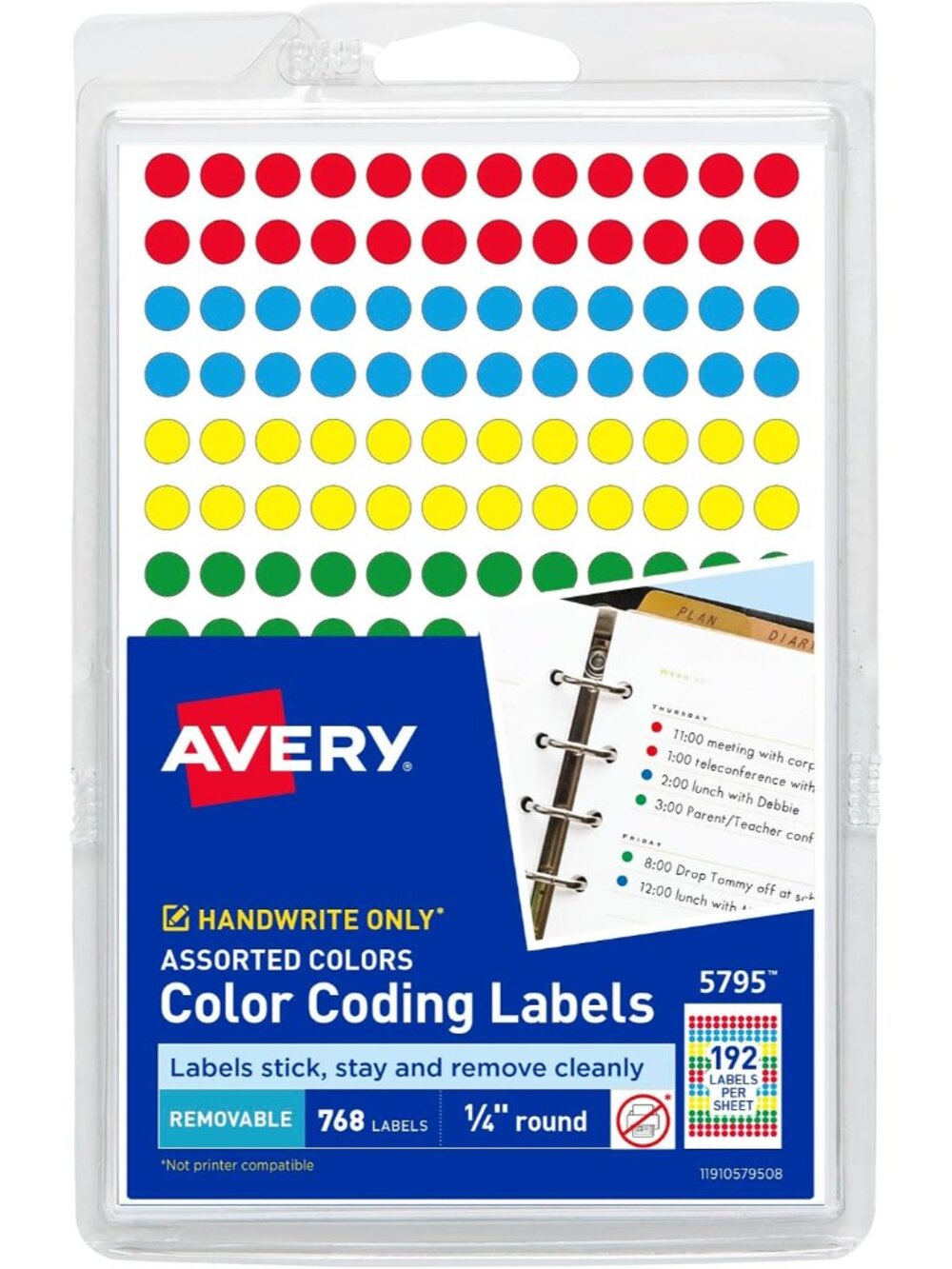 Dot Stickers, 1/4" Diameter, Assorted Colors, 768 Labels